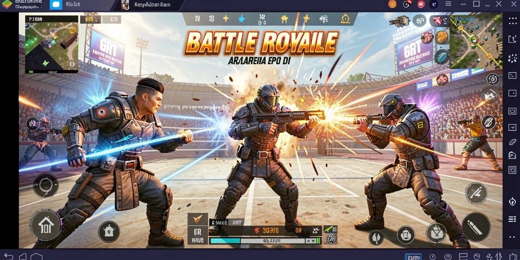 Screenshot gameplay 6RT, menampilkan aksi pertarungan Battle Royale yang seru.