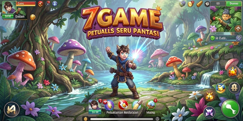 Tampilan menakjubkan dari gameplay 7GAME di dunia fantasi.