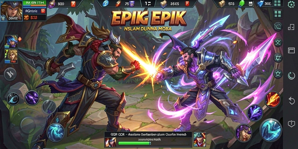 Screenshot gameplay seru di dalam arena MOBA 8QR.