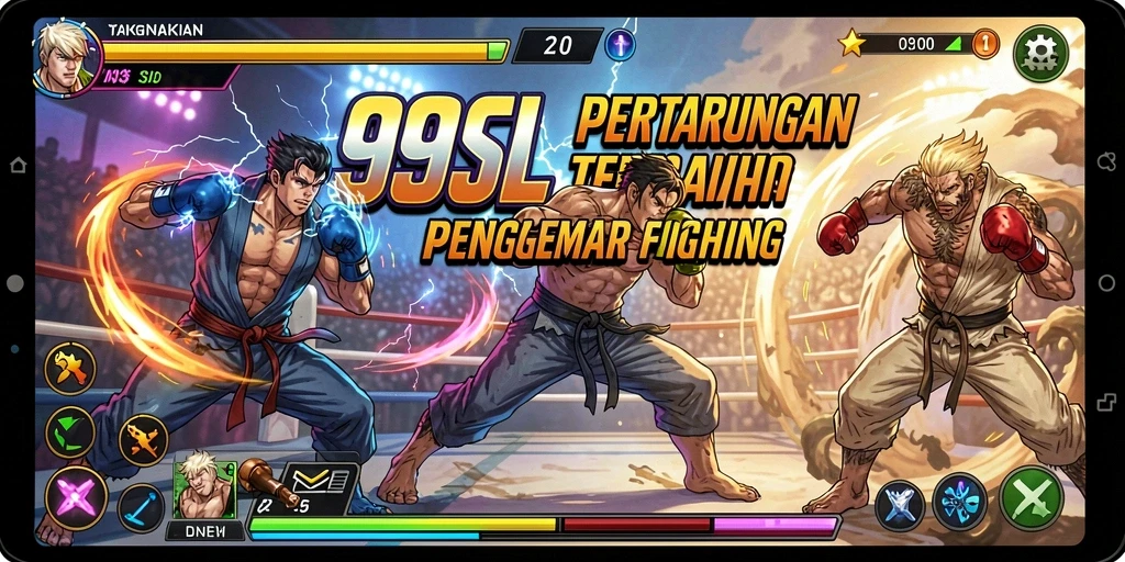 Tangkapan layar utama 99SL menampilkan aksi pertarungan yang seru dan dinamis.
