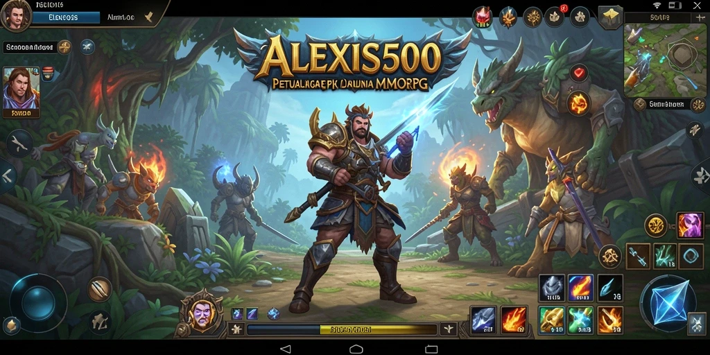 Tampilan gameplay ALEXIS500 yang menampilkan aksi pertempuran MMORPG.