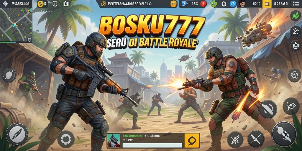 Gameplay seru dalam pertempuran Battle Royale di BOSKU777.