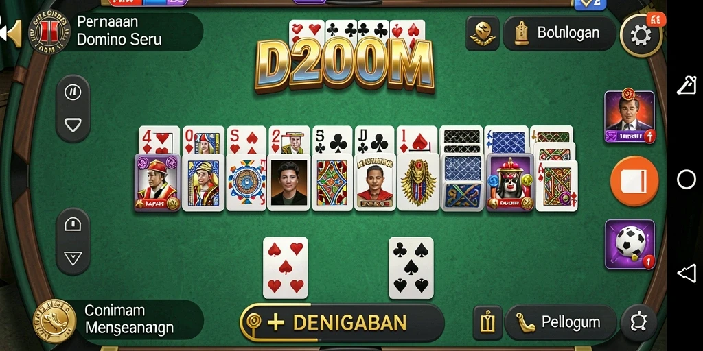 Screenshot gameplay D200M yang penuh aksi domino.