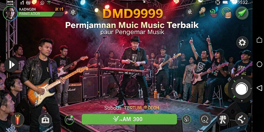 Screenshot gameplay DMD999 menunjukkan keasyikan bermain musik.