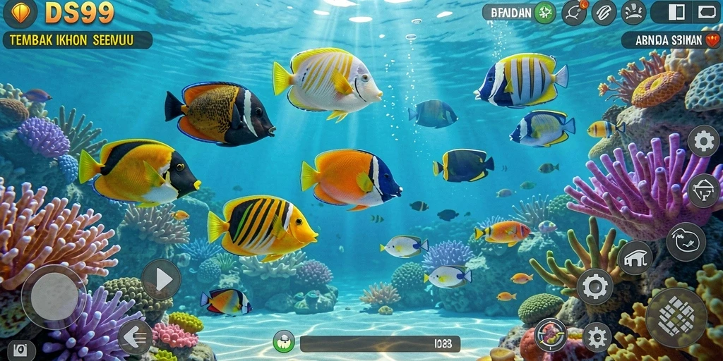 Gameplay DS99 yang mengasyikkan dalam menembak ikan.