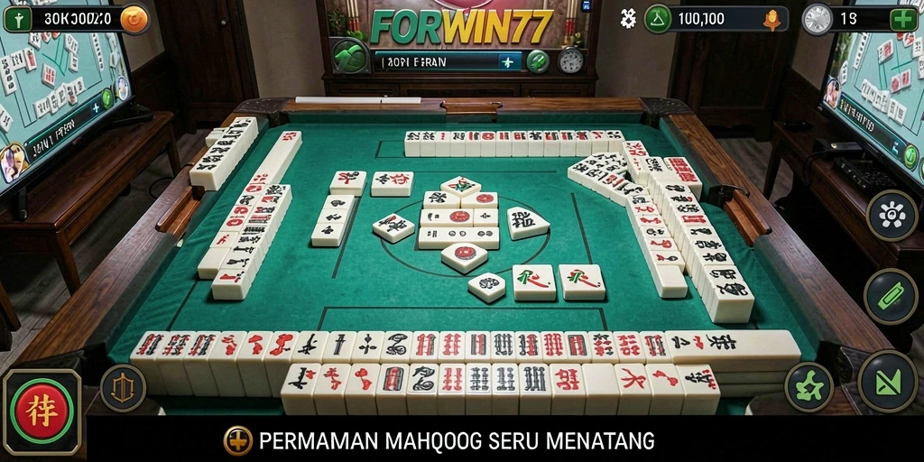 Tampilan screenshot FORWIN77 menampilkan gameplay Mahjong yang mengasyikkan.