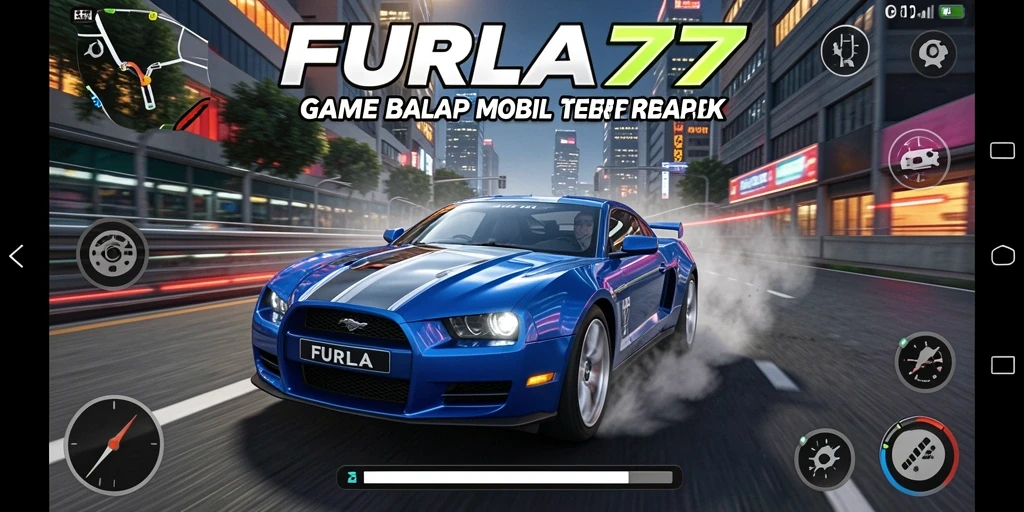 Tampilan gameplay menegangkan dari FURLA77 dengan adrenalin balap yang tinggi.