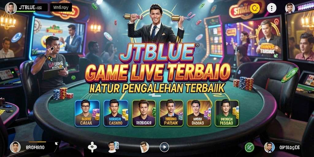 Screenshot gameplay Live Casino JTBLUE dengan dealer live yang interaktif.