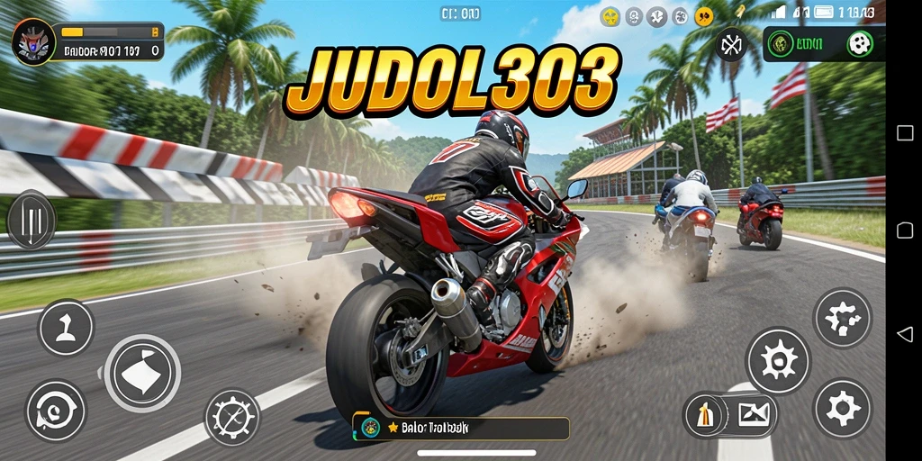 Tampilan gameplay balap motor yang menegangkan di JUDOL303.