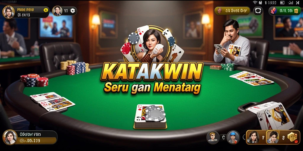 Tampilan gameplay KATAKWIN menampilkan suasana Poker yang mendebarkan.