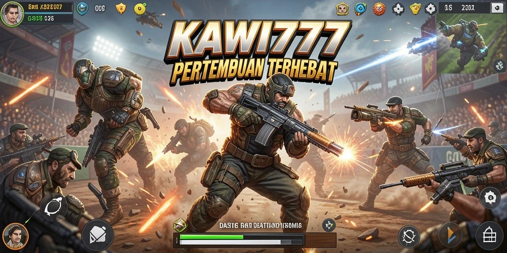 Screenshot gameplay KAWI777 menampilkan aksi seru dalam pertempuran Battle Royale.