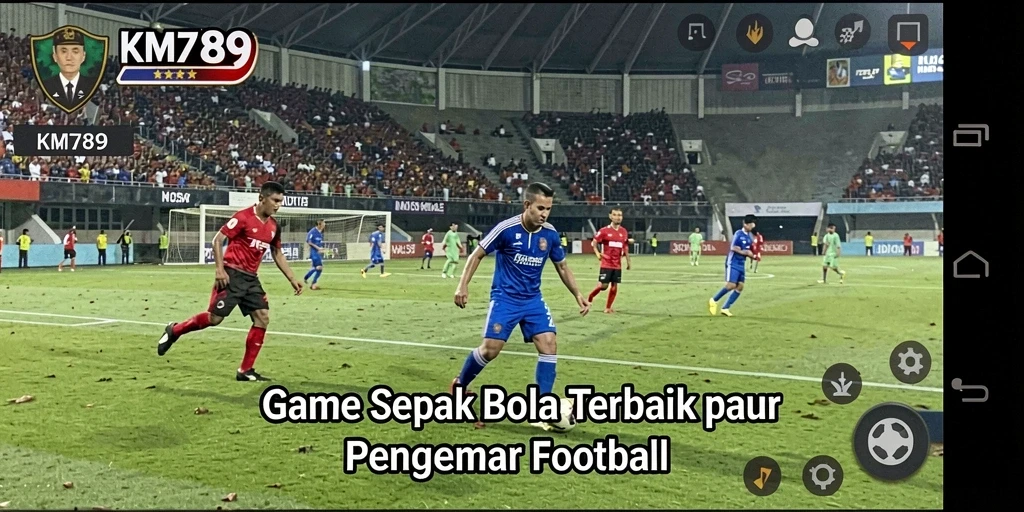 Tangkapan layar menampilkan aksi seru dalam game sepak bola KM789.