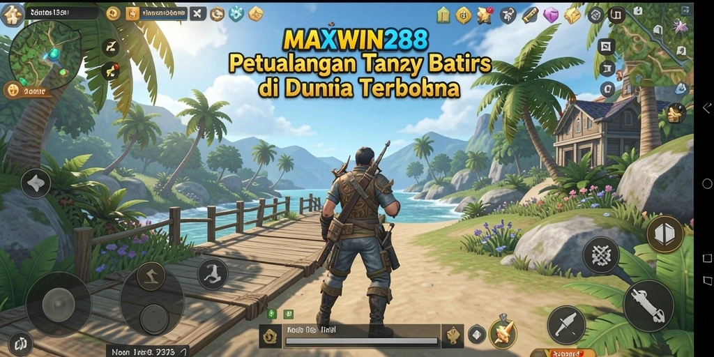 Screenshot gameplay MAXWIN288 menampilkan petualangan menakjubkan di dunia terbuka.
