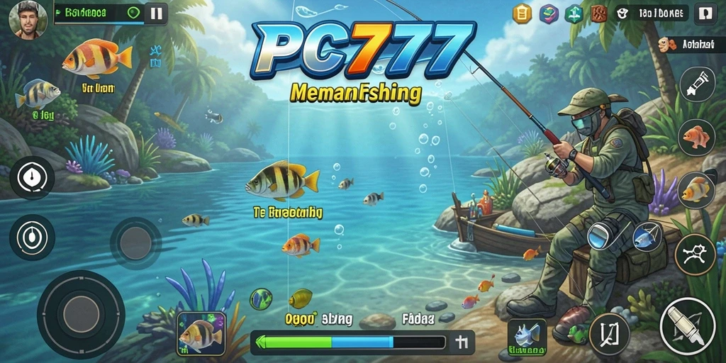 Screenshot gameplay <strong>PC777</strong> yang menunjukkan aksi memancing yang seru dan mendebarkan.