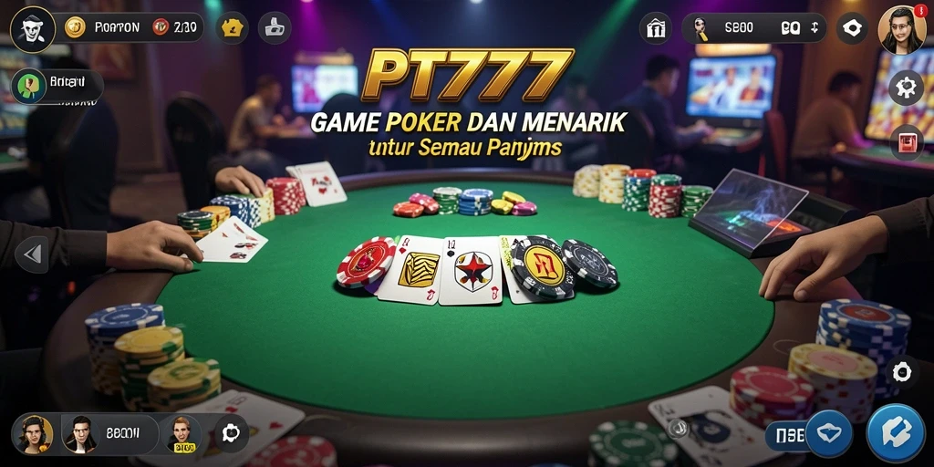Screenshot gameplay PT777 menunjukkan suasana permainan poker yang seru.