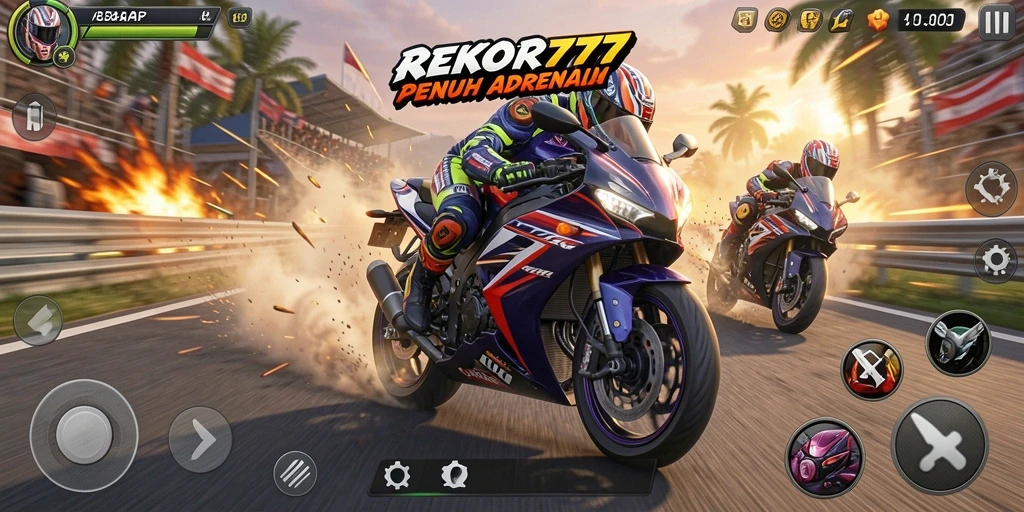Tampilan penuh aksi dari balapan motor di REKOR777.