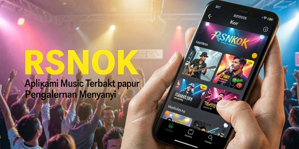 Screenshot utama RSNOK menunjukkan pengguna yang bernyanyi dengan antusias.