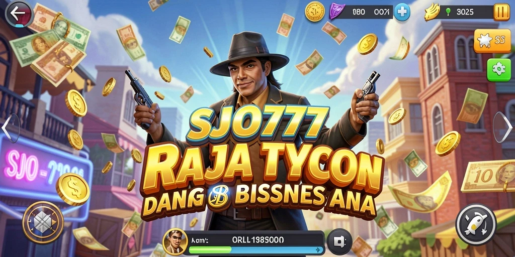 Screenshot gameplay SJO777 yang menunjukkan aksi manajemen bisnis.