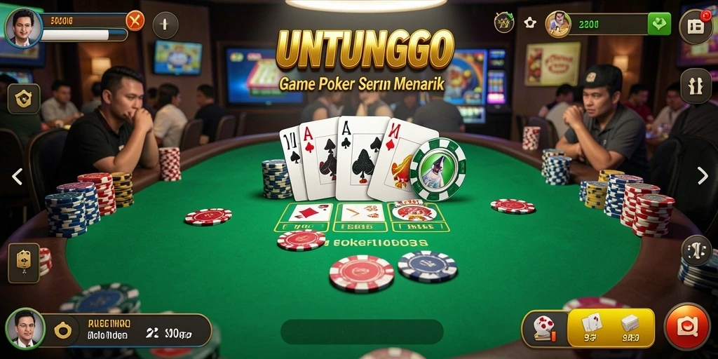 Tampilan permainan Poker di UNTUNGGO yang menakjubkan dan interaktif.