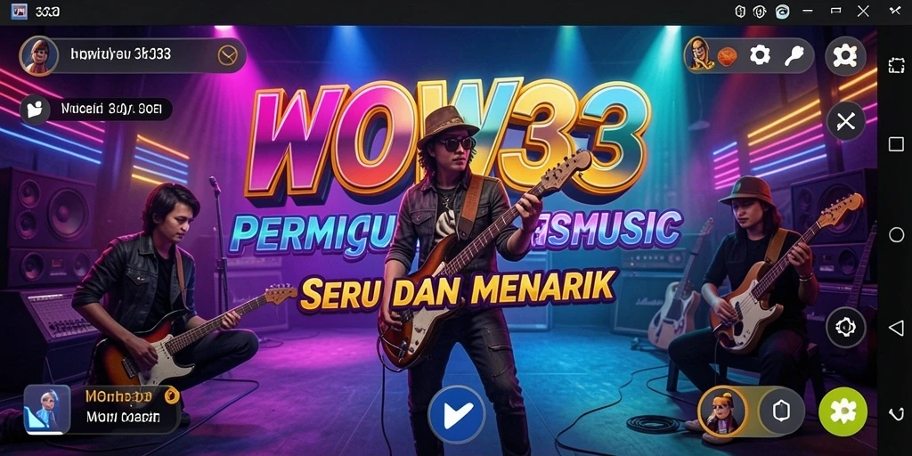 Tampilan seru gameplay WOW33 dengan berbagai fitur musik.